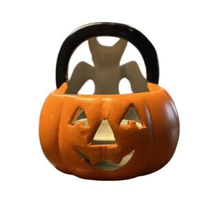 Vintage Halloween Bat Jack-O-Lantern Candle Holder Shadow Projector Spooky Decor